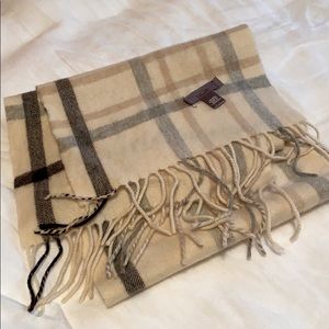 Charter Club Neutral Plaid Cashmere Scarf